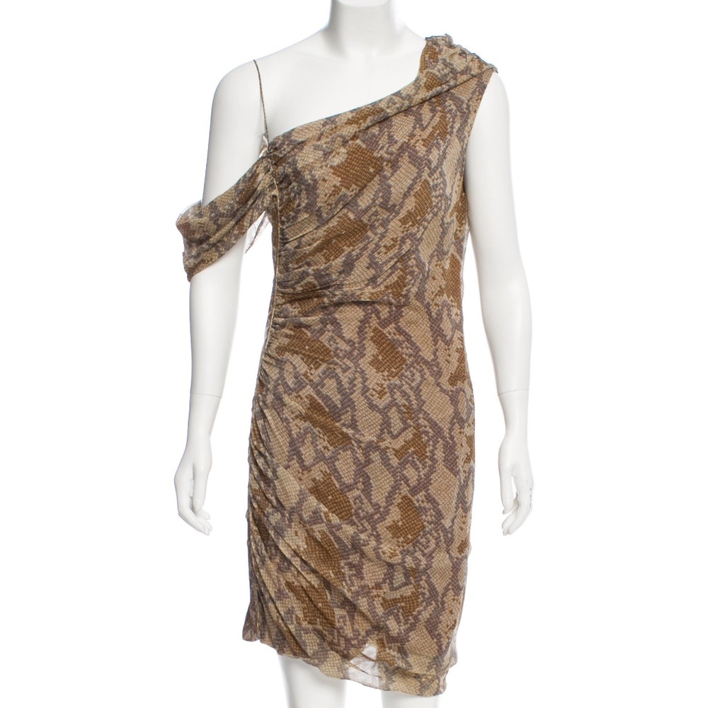 Snake Print One-Shoulder Dress